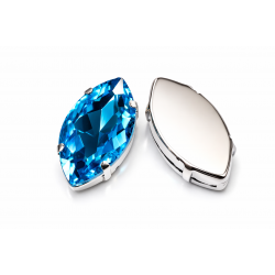 Blue Marquise Crystal 30×17 mm in Silver Setting – 5 pcs