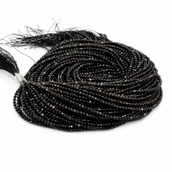 Black Faceted Glass Beads 2×2 mm (10 strands)