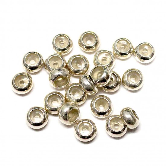 Silverpärlor med silikon  6,5x4mm 1pcs. (F13S2007)