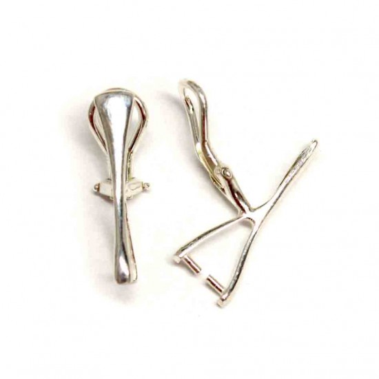 Silver earring clips - 23x5 mm 2 pcs. (F02S1100)