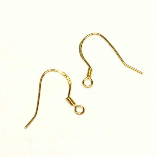 Sudraba auskaru aķīši ar zelta pārklājumu - 14x1 mm 2.gab. (F02S3000)