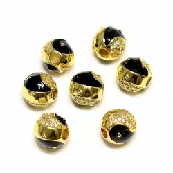 Spacer Yin and Yang with zircons Lux 10mm 1pcs. (F13L3109)