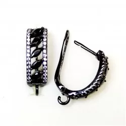 Earring fittings with zircons Lux 20x6mm 2pcs. (F02L7028)