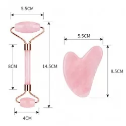 Gift Set: Rose Quartz Roller Massager + Gua Sha Rose Quartz Massager (325420)