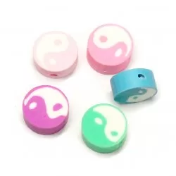 Polymer clay beads  10x5mm 5pcs. (S00013)